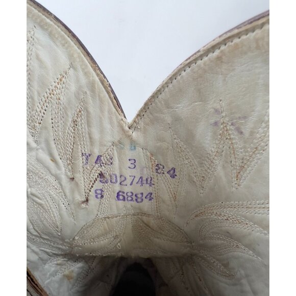 Vintage Dan Post Western Cowboy Boots Leather Sole Men's Size 8 Brown & Tan - Picture 3 of 14